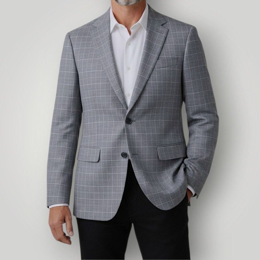 BANANA REPUBLIC Mens 40R Plaid Cotton Blazer Sport Coat 2 Button Slim Fit Jacket